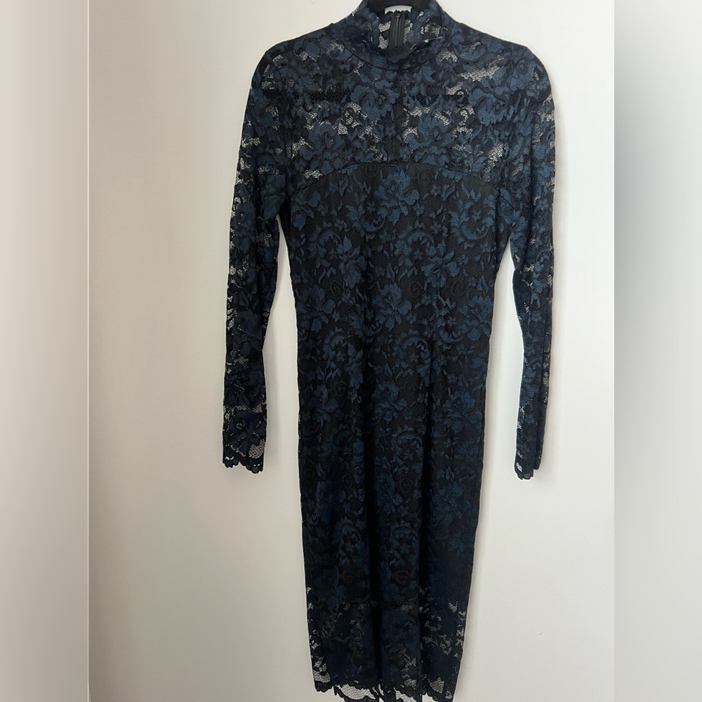 Ganni Elegant Navy Lace Dress Size 6 - Picture 9 of 15